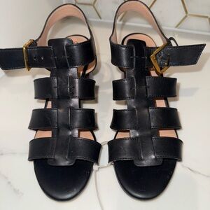 New Cole Haan Black Leather Block Heel Sandals size 8.5